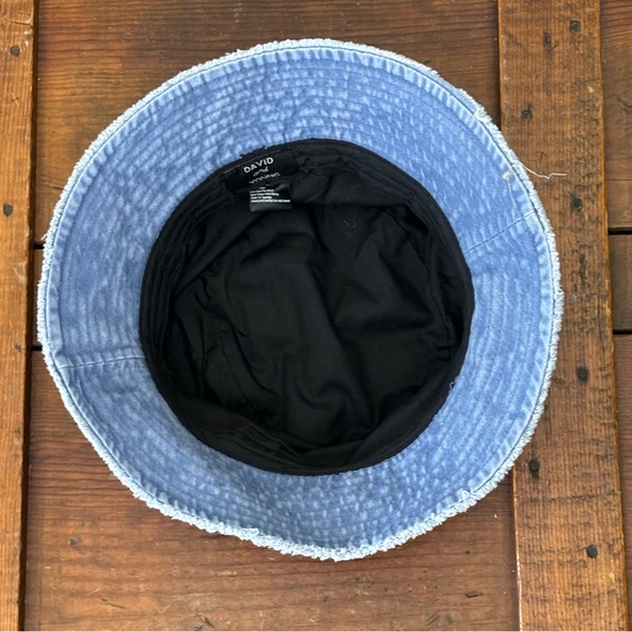 Distressed cotton bucket hat by David and Young in blue denim. OS - Picture 5 of 7